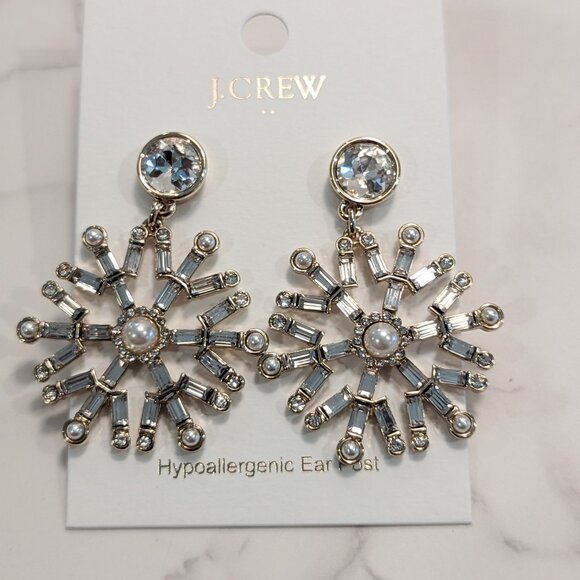 J.Crew Factory Snowflake Statement Earrings - Picture 1 of 6